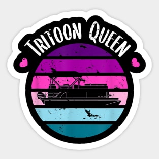 Tritoon Queen Flatboat Pontoon Boat Life Lover Gift Sticker